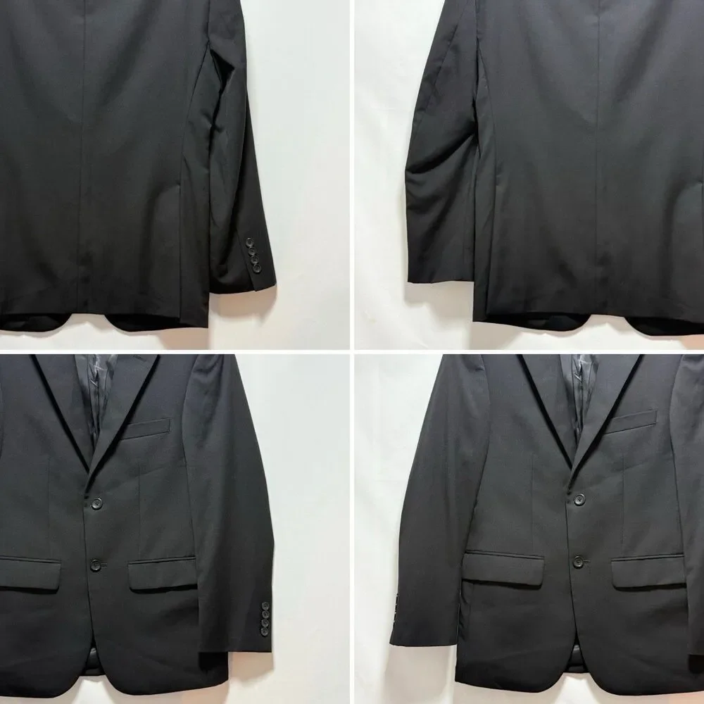 Pronto Uomo Platinum Men’s 100% Wool Black Suit 36 Short